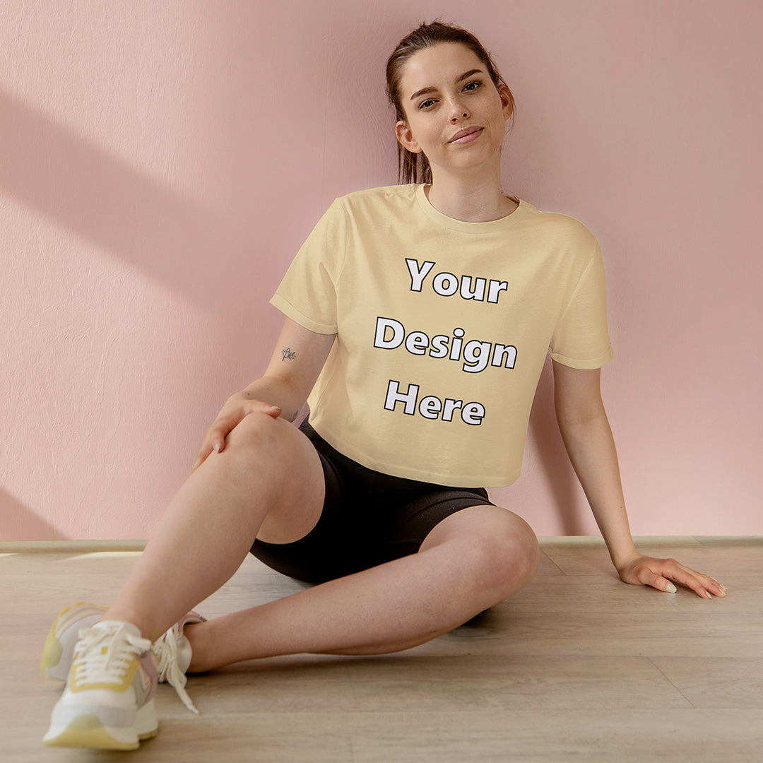 Beige Customized Regular Fit Crop Top Front Design | Women