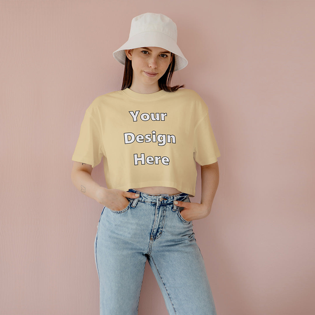 Beige Customized Regular Fit Crop Top Front Design | Women