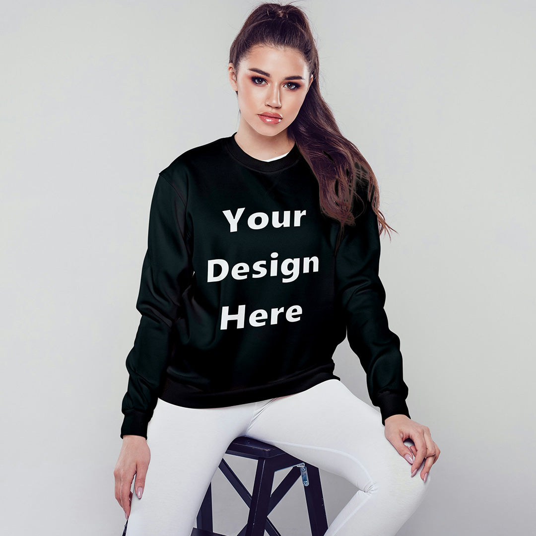 Black Front Customized Cotton Solid Sweatshirt | Unisex