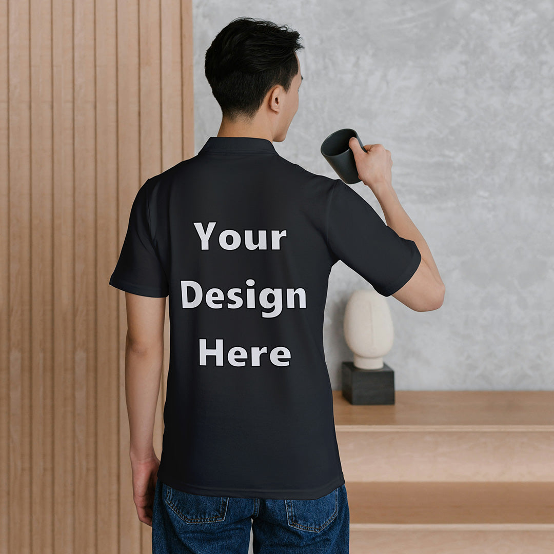 Black Customized Polo T-Shirt Back Design Regular Fit | Men