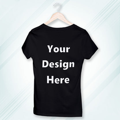 Black Round Neck Classic Customized T-Shirt Front Design | Women
