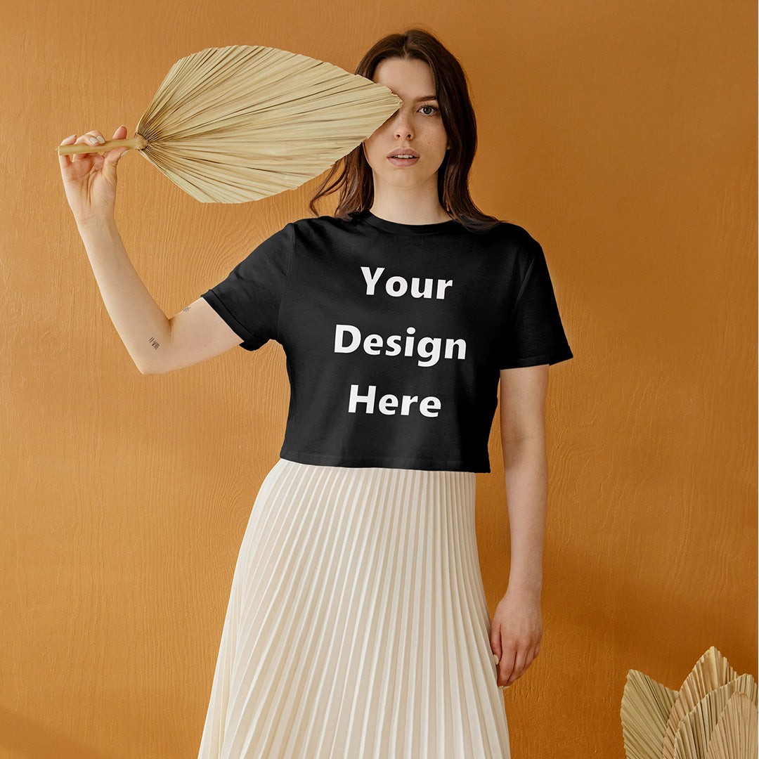 Black Customized Regular Fit Crop Top Front Design | Women