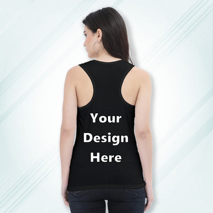 Black Customized Regular Fit Tank Top Back Design | Women