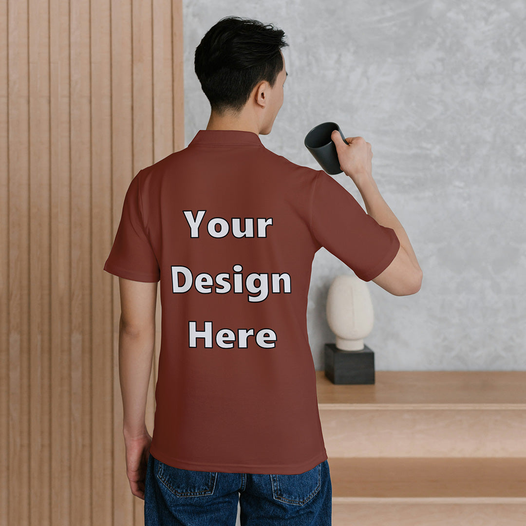 Brick Red Customized Polo T-Shirt Back Design Regular Fit | Men