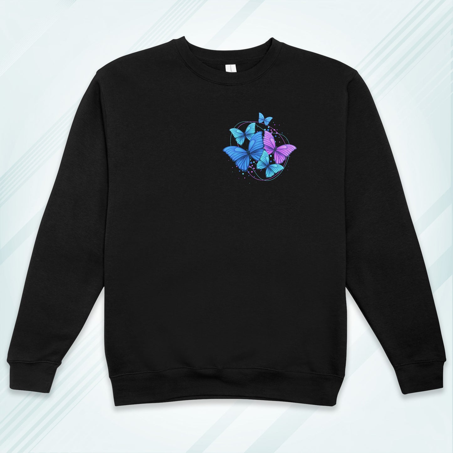Black Cotton Printed Unisex Sweatshirt Butterflies