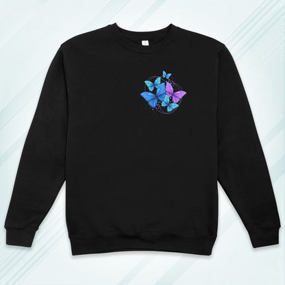 Black Cotton Printed Unisex Sweatshirt Butterflies
