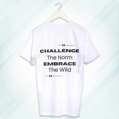 White Round Neck Classic Crew Solid T-shirt Challenge The Norm Embrace The Wild