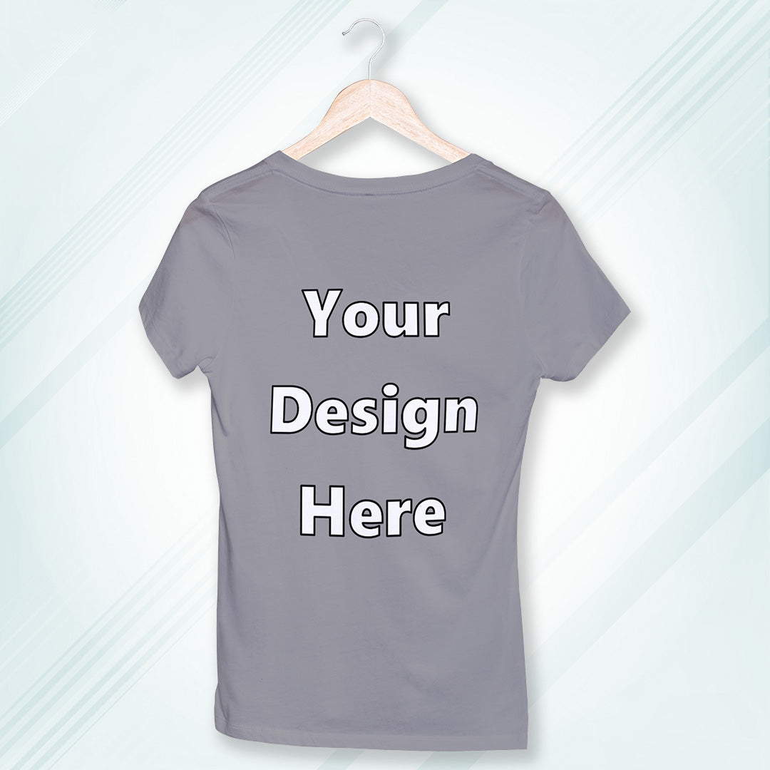 Charcoal Melange Round Neck Classic Customized T-Shirt Front Design | Women