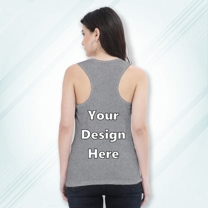 Charcoal Melange Customized Regular Fit Tank Top Back Design | Women