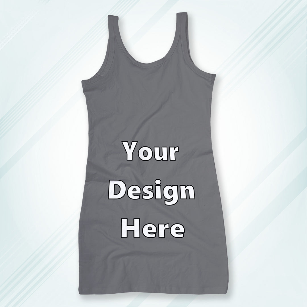 Charcoal Melange Customized Regular Fit Tank Top Front Design | Women