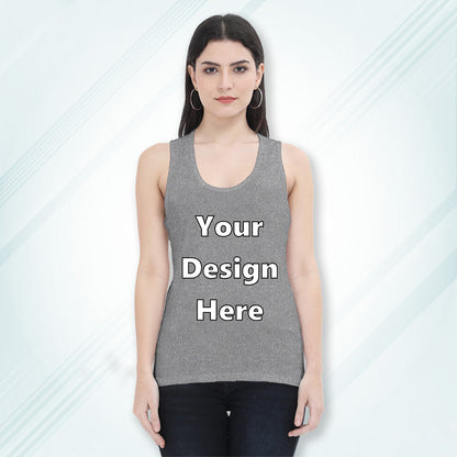 Charcoal Melange Customized Regular Fit Tank Top Front Design | Women