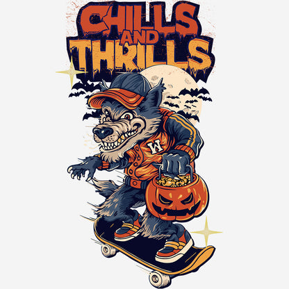 Black Round Neck Classic Printed Classic T-Shirt Chills and Thrills Skate | Women
