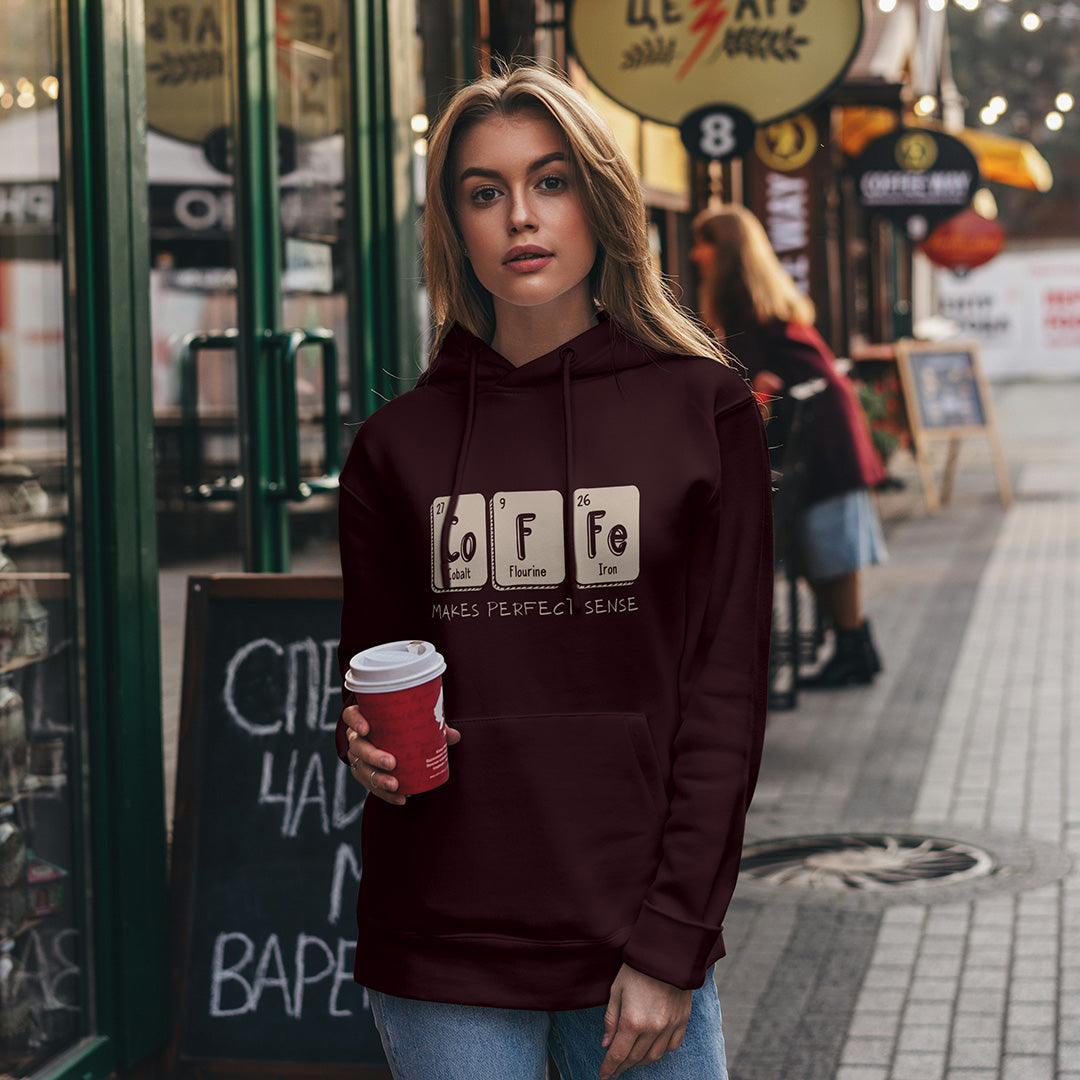 Maroon Solid Hooded Sweatshirt | Coffee Makes Perfect Sense Unisex Hoodies