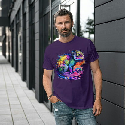 Purple Round Neck Oversized Cotton Printed T-shirt Dynamic Chameleon Unisex