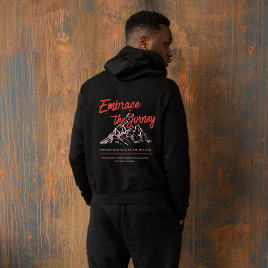 Black Solid Hooded Sweatshirt | Embrace the Journey Unisex Hoodies