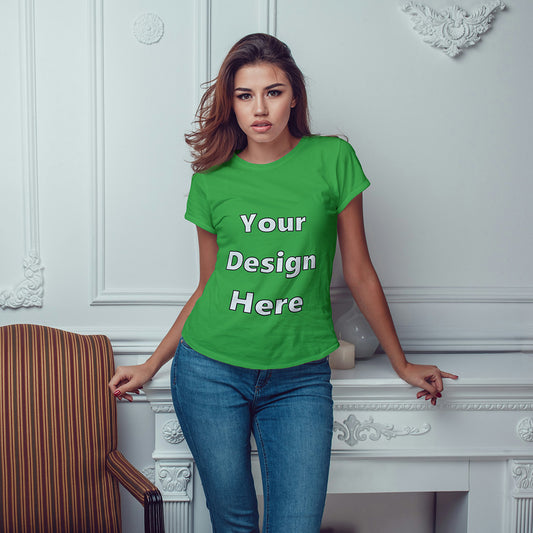 Flag Green Round Neck Classic Customized T-Shirt Front Design | Women