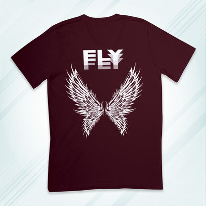 Maroon Round Neck Oversized Cotton Printed T-shirt Fly Wings Unisex