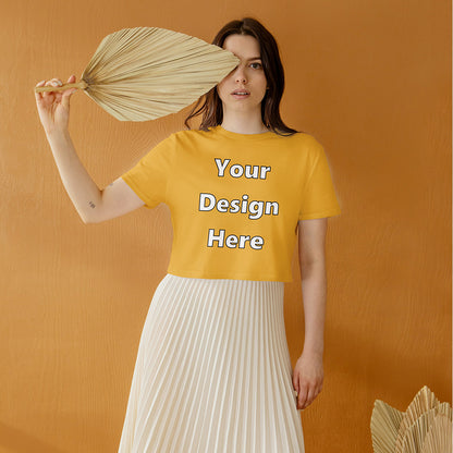 Golden Yellow Customized Regular Fit Crop Top Front Design | Women
