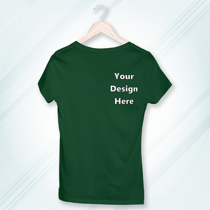 Green Round Neck Classic Customized T-Shirt Front Pocket Design | Women
