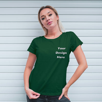 Green Round Neck Classic Customized T-Shirt Front Pocket Design | Women
