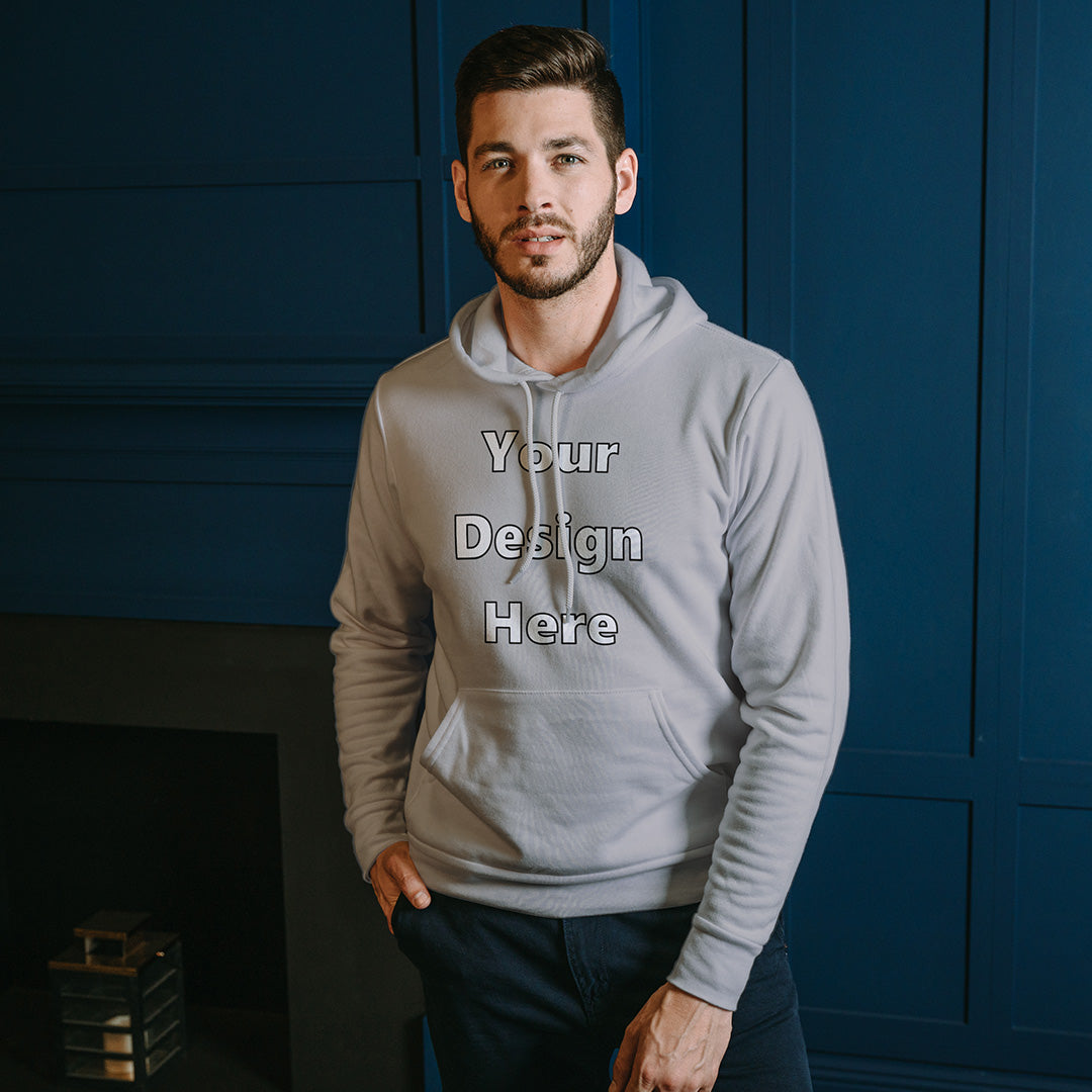 Grey Melange Front Customized Hoodie Sweatshirt | Unisex