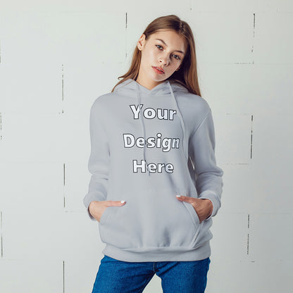 Grey Melange Front Customized Hoodie Sweatshirt | Unisex
