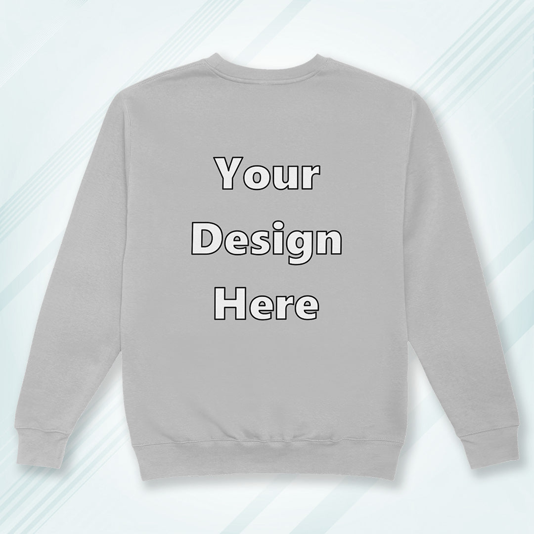 Grey Melange Back Customized Cotton Solid Sweatshirt | Unisex