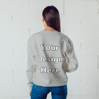 Grey Melange Back Customized Cotton Solid Sweatshirt | Unisex