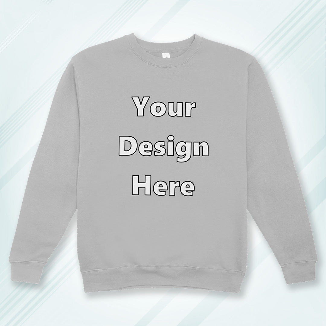 Grey Melange Front Customized Cotton Solid Sweatshirt | Unisex