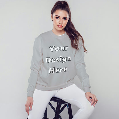 Grey Melange Front Customized Cotton Solid Sweatshirt | Unisex