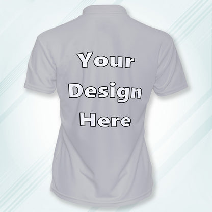 Grey Melange Customized Polo T-Shirt Back Design Regular Fit | Men