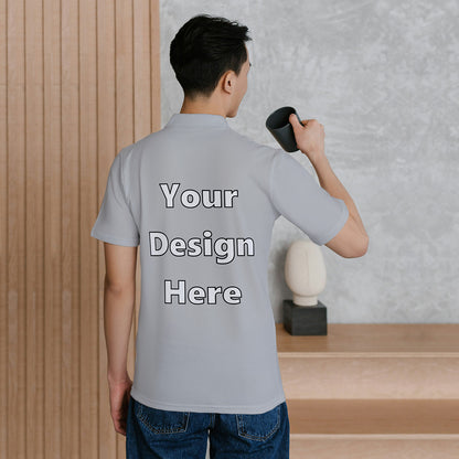 Grey Melange Customized Polo T-Shirt Back Design Regular Fit | Men