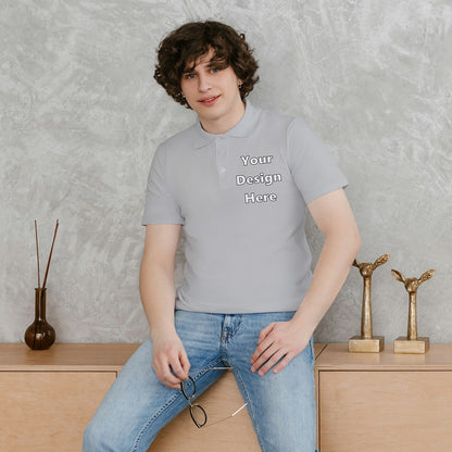 Grey Melange Customized Polo T-Shirt Front Pocket Design Regular Fit | Men