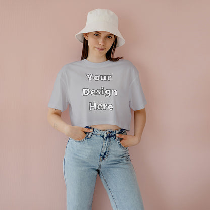 Grey Melange Customized Regular Fit Crop Top Front Design | Women