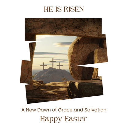 White Round Neck Classic Crew Solid T-shirt He is Risen Happy Easter