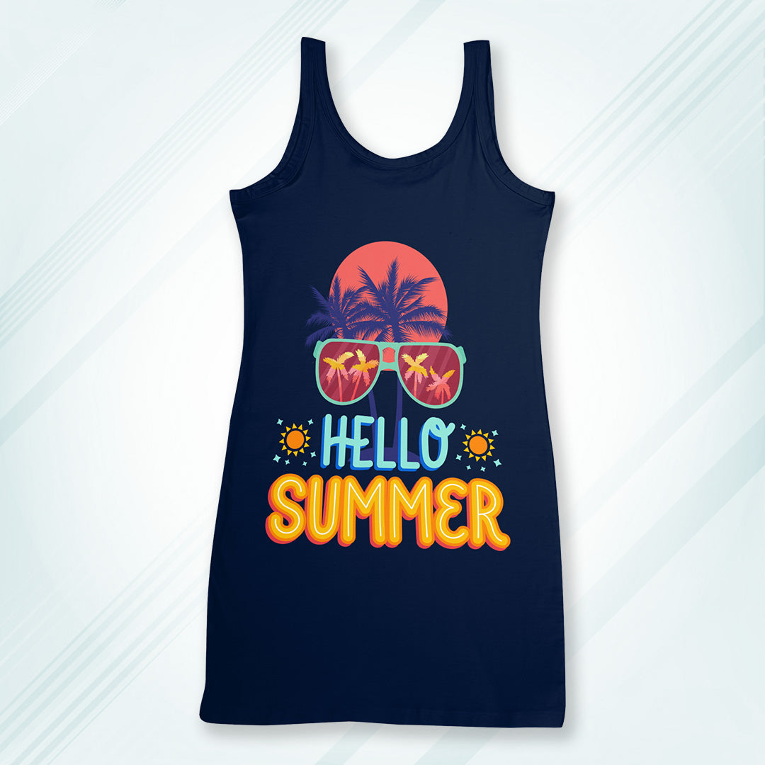 Navy Regular Fit Tank Top Hello Summer | Women