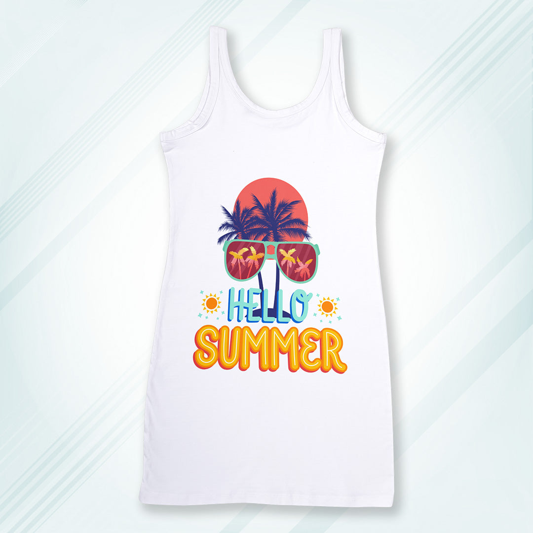 White Regular Fit Tank Top Hello Summer | Women