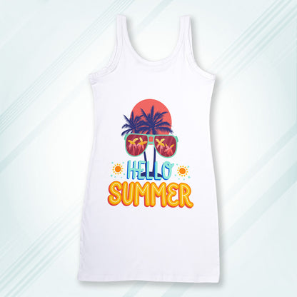 White Regular Fit Tank Top Hello Summer | Women