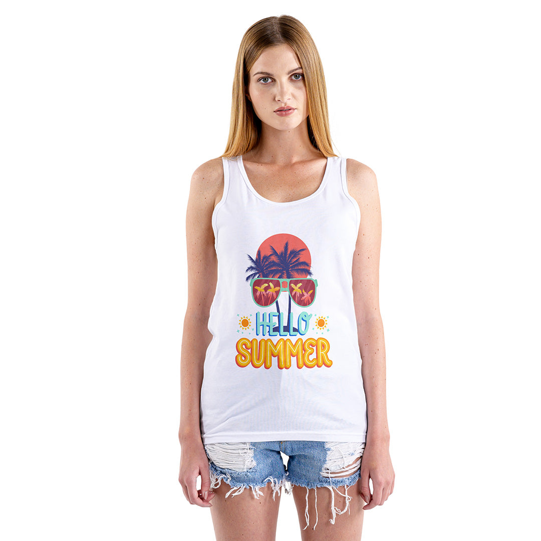 White Regular Fit Tank Top Hello Summer | Women