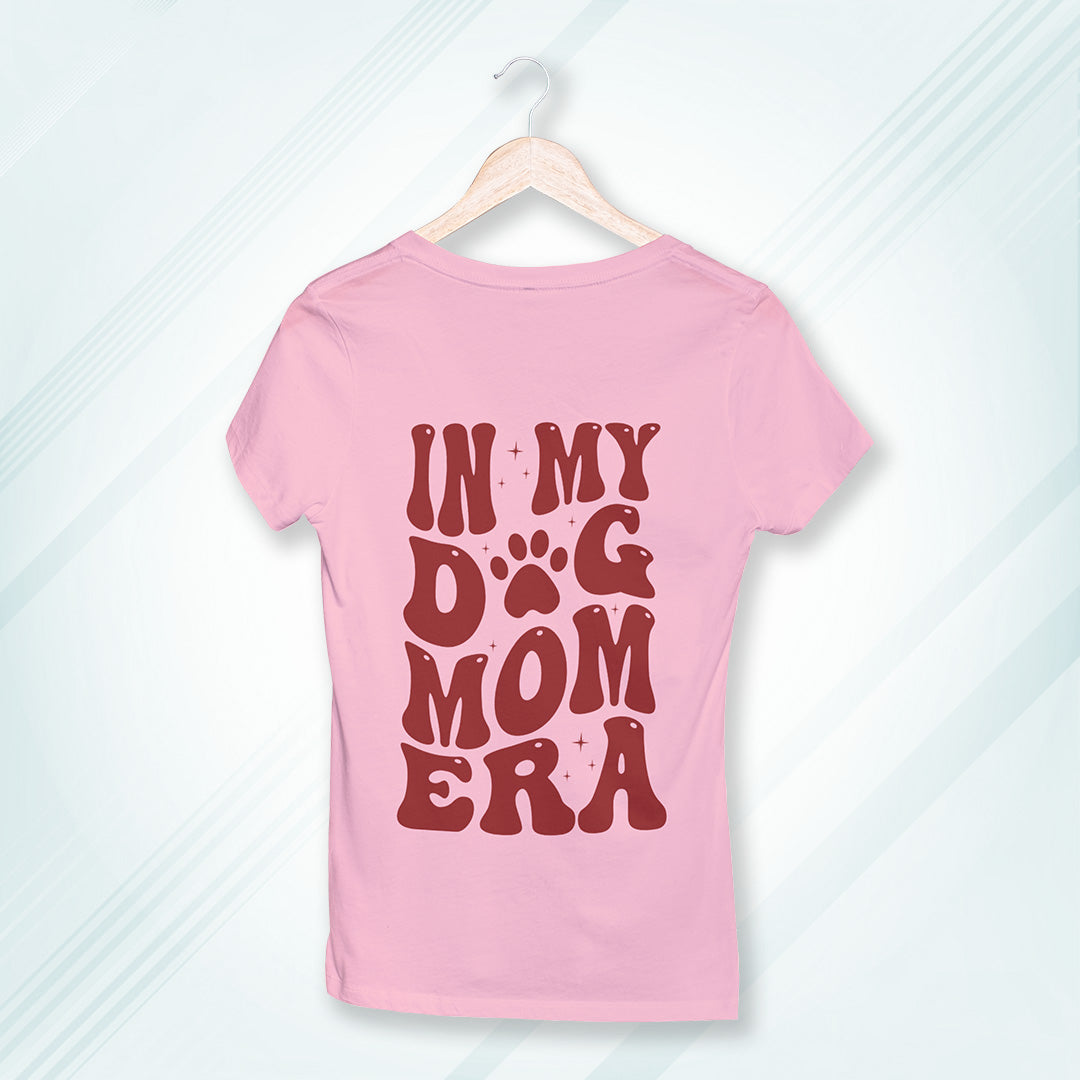 Pink Round Neck Classic Printed Classic T-Shirt Dog Mom | Women
