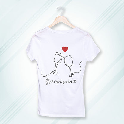 White Round Neck Classic Printed Classic T-Shirt Its 5 o'clock somewhere | Women