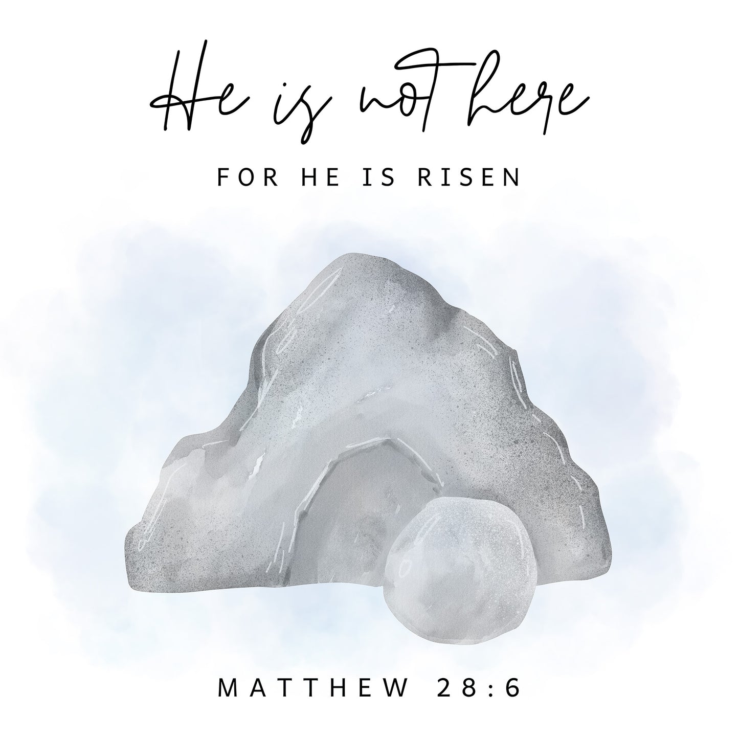 White Round Neck Classic Crew Solid T-shirt Jesus He is not Here for He is Risen