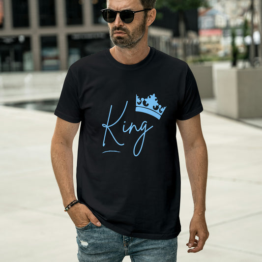 Black Round Neck Oversized Cotton Printed T-shirt King
