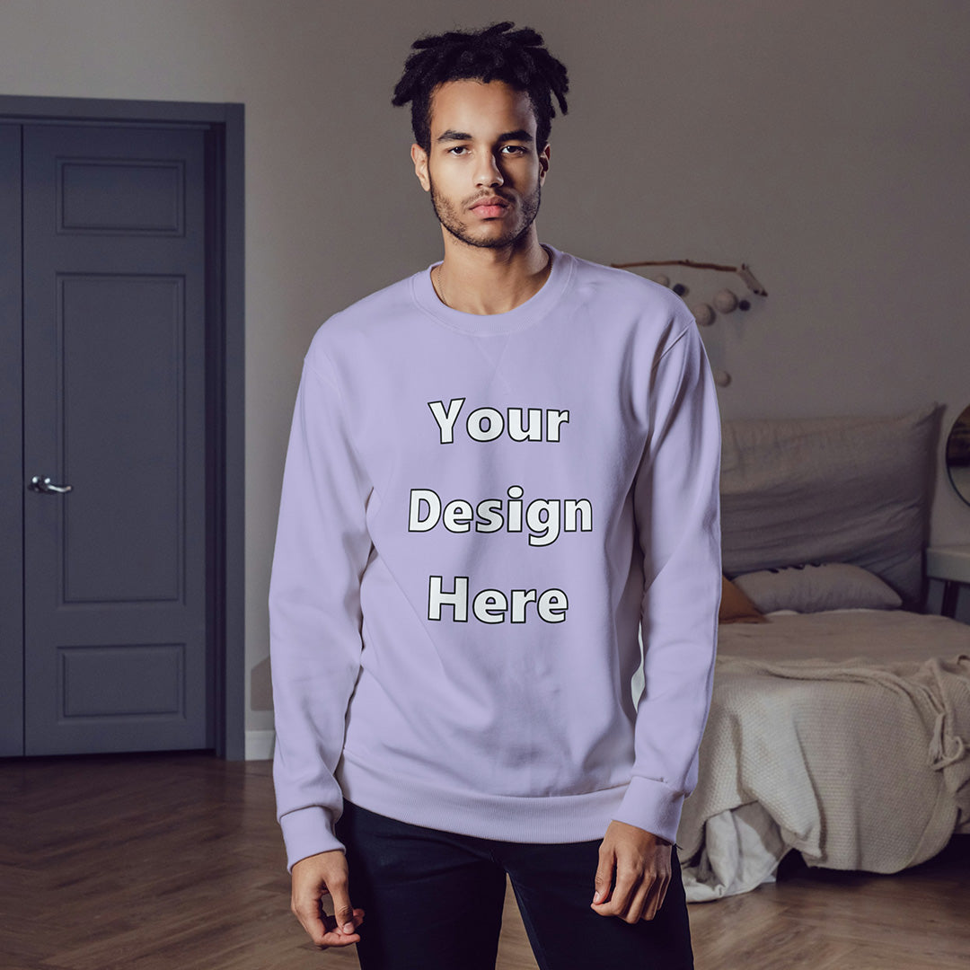 Lavender Front Customized Cotton Solid Sweatshirt | Unisex