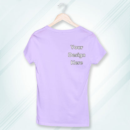 Lavender Round Neck Classic Customized T-Shirt Front Pocket Design | Women