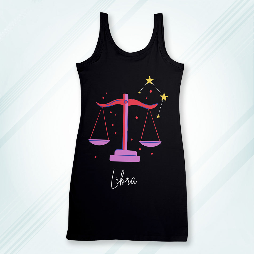 Black Regular Fit Tank Top Libra Horoscope | Women
