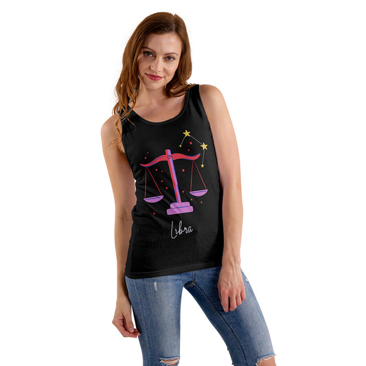 Black Regular Fit Tank Top Libra Horoscope | Women