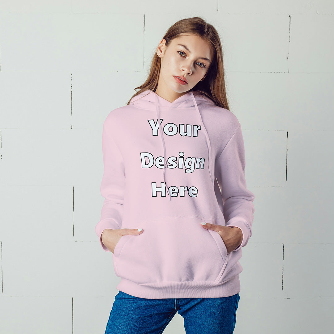Light Pink Front Customized Hoodie Sweatshirt | Unisex