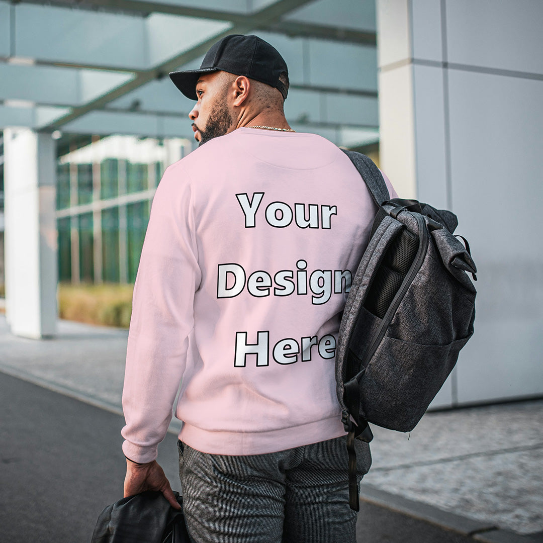Light Pink Back Customized Cotton Solid Sweatshirt | Unisex
