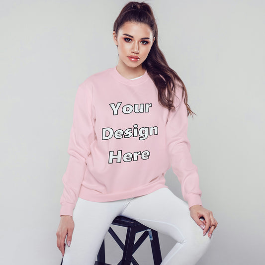 Light Pink Front Customized Cotton Solid Sweatshirt | Unisex